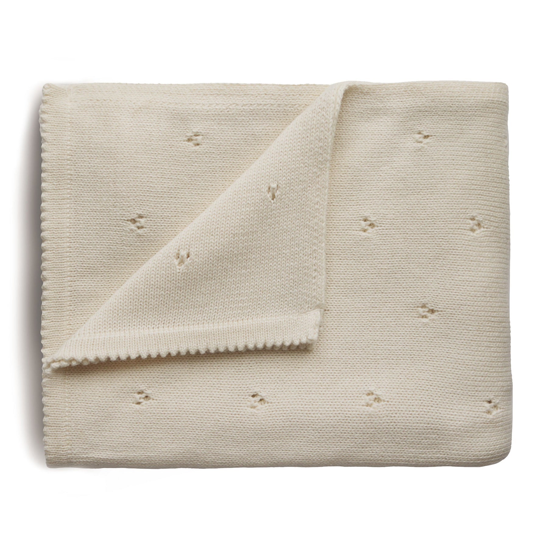 Knitted Pointelle Baby Blanket 100% Organic Cotton Mushie Toddler